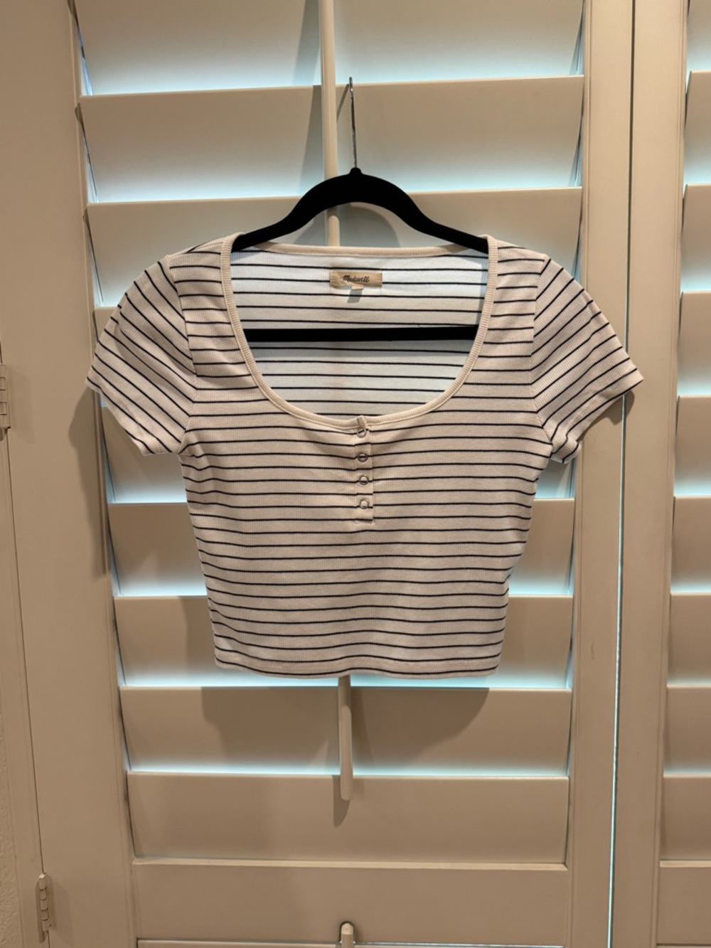 Madewell Ribbed Henley High-Crop Tee - Lighthouse Size XS